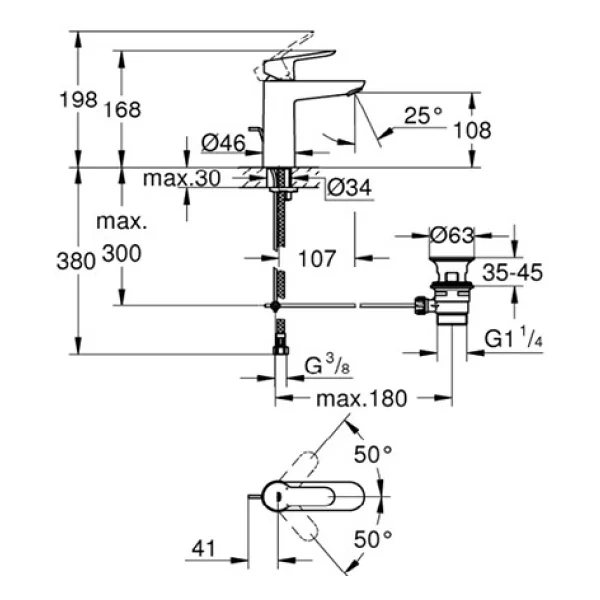 Grohe Bauedge M 23758000 Tek Kumandalı Lavabo Bataryası - Görsel 4