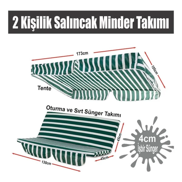 Vıp Home Concept Salıncak Minder Seti 2 Kişilik Tenteli Salıncak Minder Seti - Görsel 3