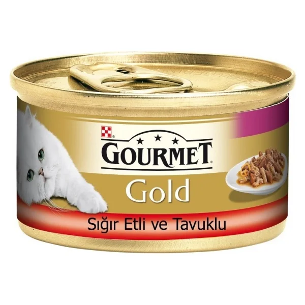 Gourmet Gold Çifte Lezzet Sığır Etli Ve Tavuklu 85 Gr 24'lü Yetişkin Konserve Kedi Maması - Görsel 6