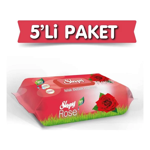 Sleepy Gül Kokulu 90 Yaprak 5'li Paket Islak Mendil - Görsel 2