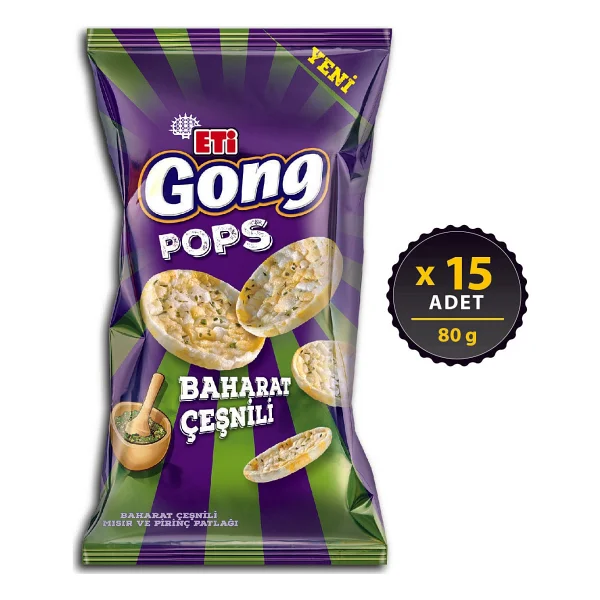 Eti Gong Pops Baharatlı Mısır Ve Pirinç Patlağı 80 Gr 10'lu - Görsel 4