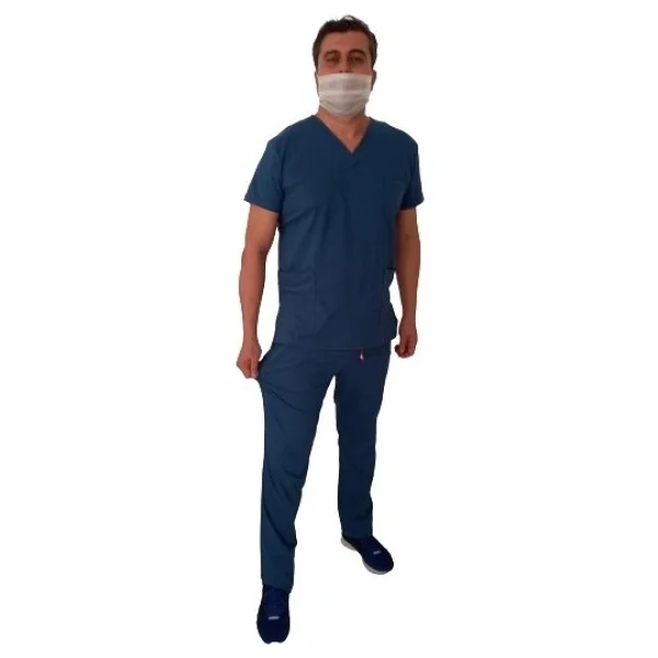 Emel Tekstil Likralı Üniforma Doktor Hemşire Asistan Personel V Yakalı Takım - 2xl - Görsel 2