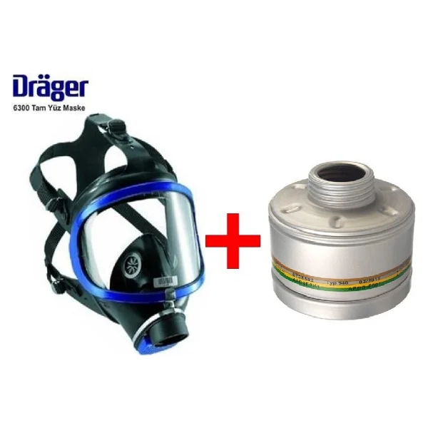 Drager 6300 Tam Yüz Gaz Maskesi + A2b2e2k1 Filtreli Kombine Set - Görsel 6