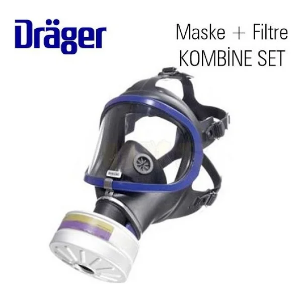 Drager 6300 Tam Yüz Gaz Maskesi + A2b2e2k1 Filtreli Kombine Set - Görsel 3