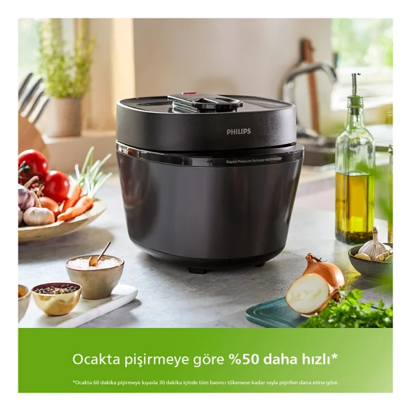 Philips Yeni Seri Tasarım Ödüllü Premium Akıllı Basınçlı Pişirici 5l Kapasite 35 Farklı Program 30 Dk'da Leziz Yemekler - Siyah - Görsel 6