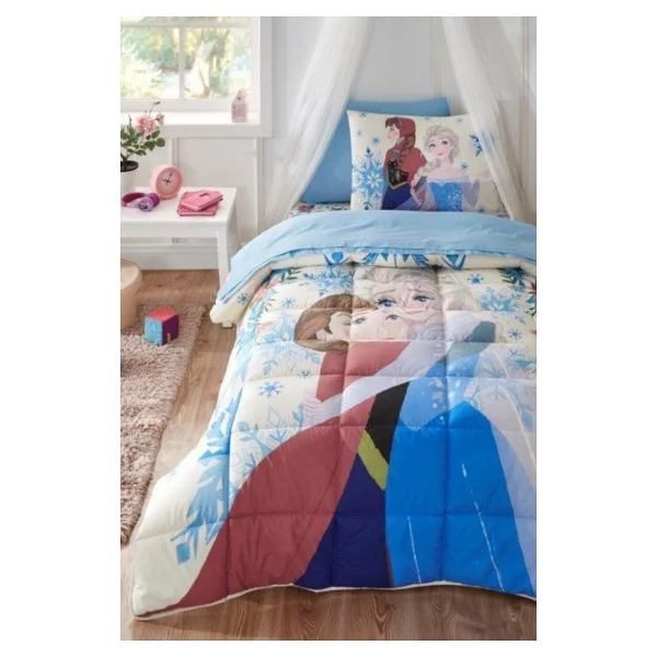 Özdilek Frozen Winter Tek Kişilik Disney Lisanslı Lastikli Fitted Çarşaf Çocuk Uyku Seti - Mavi - Görsel 2