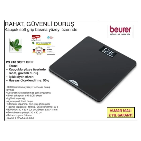 Beurer Ps 240 Soft Grip Kaymaz Yüzey Dijital Baskül - Görsel 4