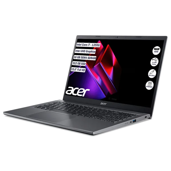 Acer Extensa 15 Ex215-55-704f Nx.Egyey.006 İ7-1255u 16 GB 512 GB SSD Iris Xe Graphics 15.6" Full HD Notebook - Görsel 3