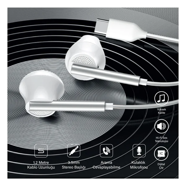 Linktech H65 Type-C Kablolu Kulak İçi Kulaklık - Görsel 2