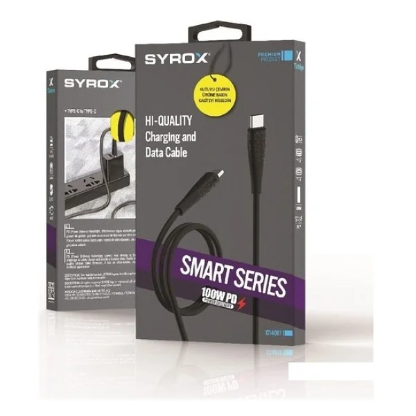 Syrox C140tt 100 W Type-C To Type-C Hızlı Şarj Kablosu - Görsel 3