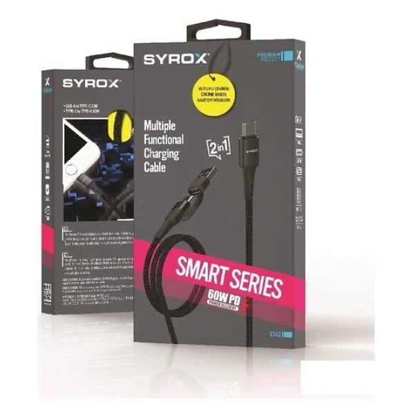 Syrox C143 1.2 M 2in1 Hızlı Şarj Kablosu - Görsel 3