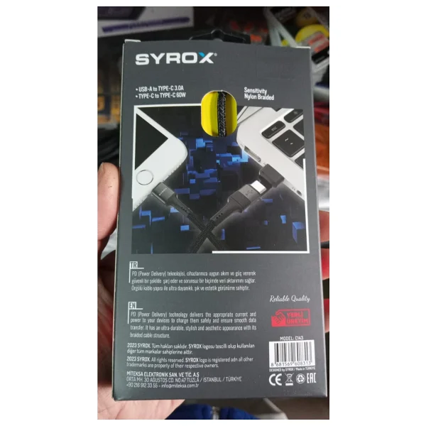 Syrox C143 1.2 M 2in1 Hızlı Şarj Kablosu - Görsel 5