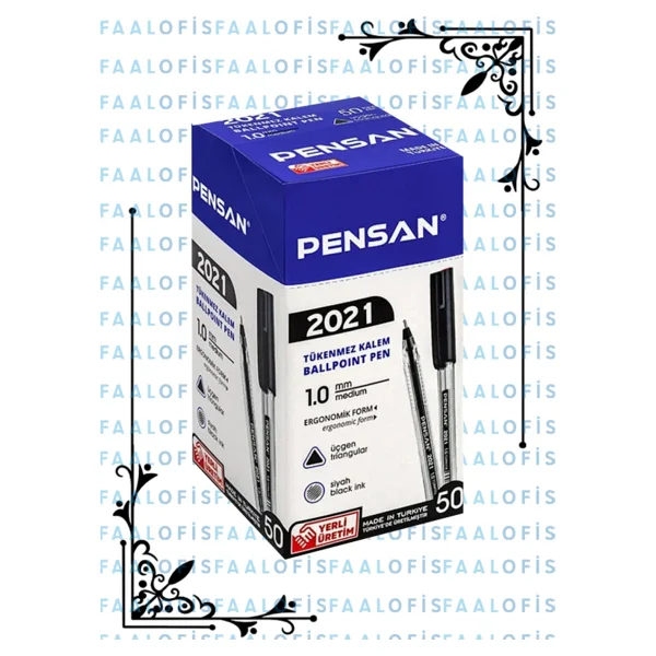 Pensan 2021 Yüksek Kalite Tükenmez Kalem 50 Adet 1.0 Mm Mavi Renk Ergonomik Formda Kutu - Görsel 6