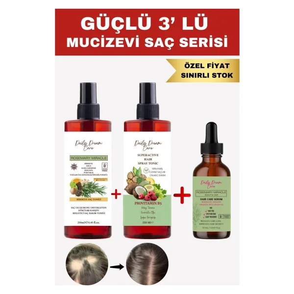 Daily Dream Care Rosemary Miracle Güçlü 3'lü Mucizevi Saç Bakım Seti - Görsel 5