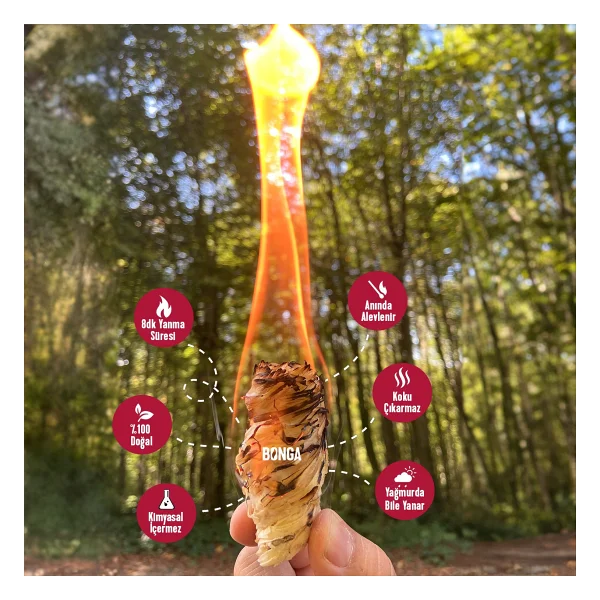 Bonga Şömine Ve Mangal Tutuşturucu 50 Adet 700 Gr - Jel Ve Çıra Alternatifi Doğal Odun Yünü - Kırmızı - Görsel 3