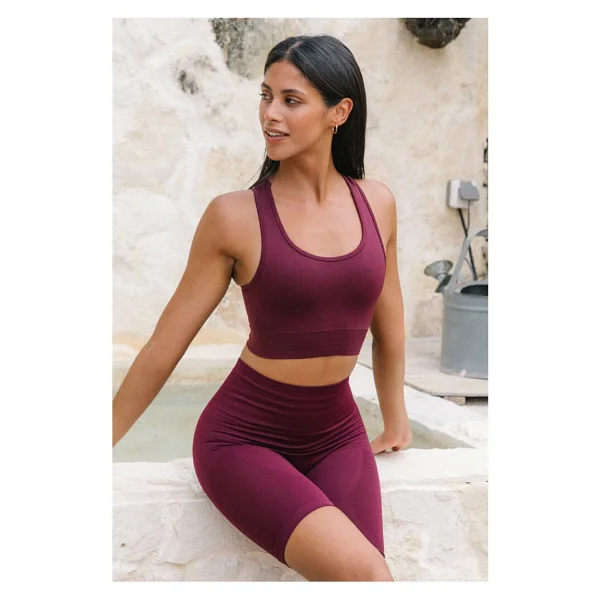 Jerf Gela Çift Katlı Kompress Sport Bra Bordo - Görsel 5
