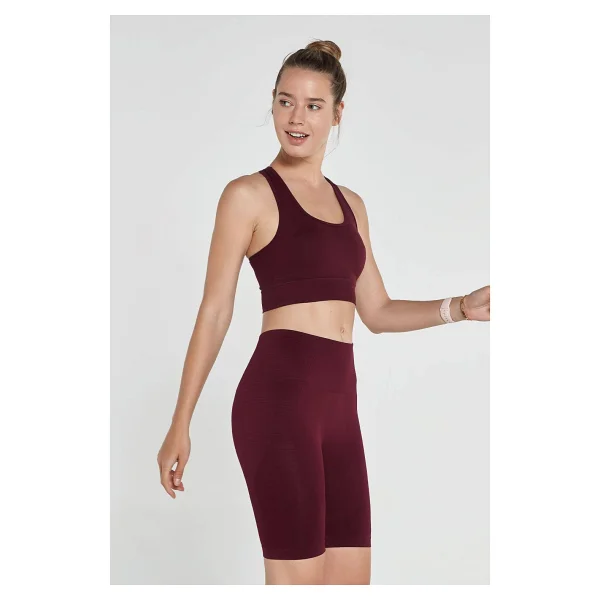 Jerf Gela Çift Katlı Kompress Sport Bra Bordo - Görsel 3