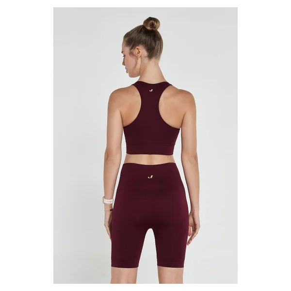 Jerf Gela Çift Katlı Kompress Sport Bra Bordo - Görsel 4