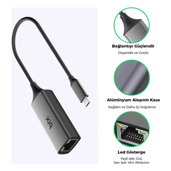 Daytona Adp-09 Type-C To Ethernet Dönüştürücü - Görsel 5