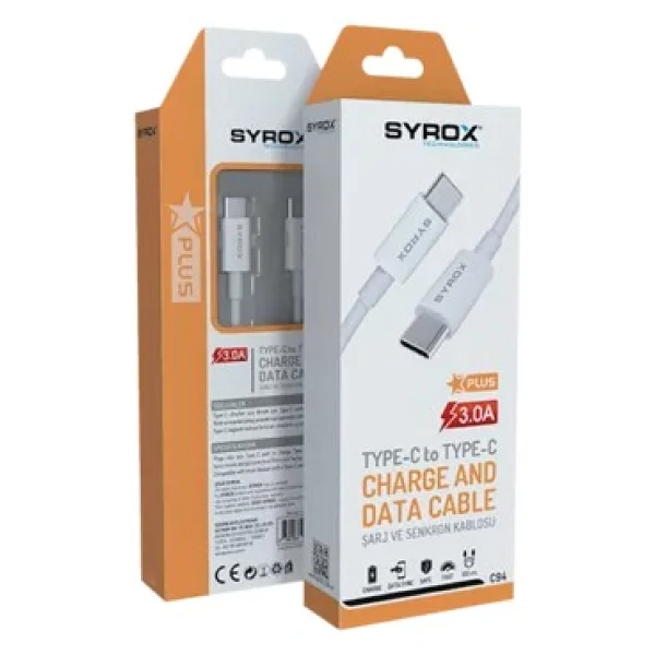 Syrox C94 1 M 3.0a Type-C To Type-C Data Ve Şarj Kablosu - Görsel 4
