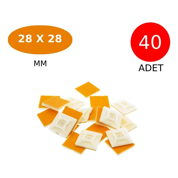 Tek-İş Plastik Kablo Bağı Klipsi Cırt Kelepçe Tutucu Yapışkanlı 28 X 28 Mm 40 Adet - Görsel 3