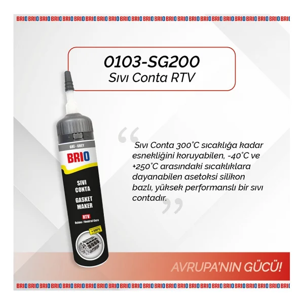 Brio 200 Ml Rtv Gri Sıvı Conta - Görsel 3