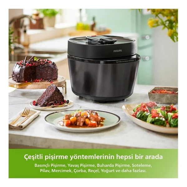 Philips Yeni Nesil Elektrikli Akıllı Düdüklü Tencere 5l Kapasite Dijital Dokunmatik Paslanmaz Çelik - Altın - Görsel 2