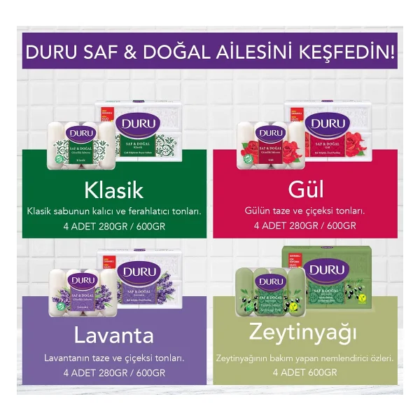 Duru Saf & Doğal Zeytinyağlı 4x70 Gr 2 Adet Güzellik Sabunu - Görsel 5