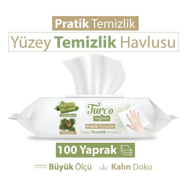 Turco Doğadan Yüzey Temizlik Havlusu 100 Yaprak - Görsel 4
