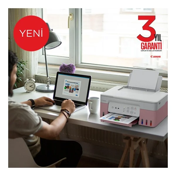 Canon Pixma G3430 Pembe Wi-Fi + Tarayıcı + Fotokopi Renkli Çok Fonksiyonlu Tanklı Mürekkep Püskürtmeli Yazıcı - Görsel 4