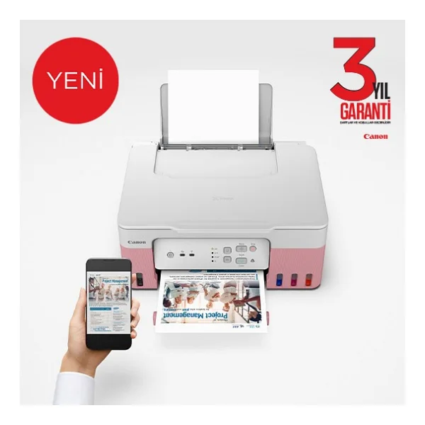 Canon Pixma G3430 Pembe Wi-Fi + Tarayıcı + Fotokopi Renkli Çok Fonksiyonlu Tanklı Mürekkep Püskürtmeli Yazıcı - Görsel 3