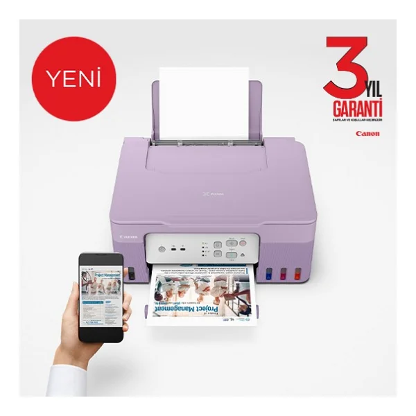 Canon Pixma G3430 Mor Wi-Fi + Tarayıcı + Fotokopi Renkli Çok Fonksiyonlu Tanklı Mürekkep Püskürtmeli Yazıcı - Görsel 3