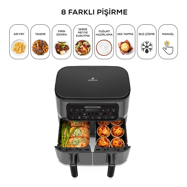 Karaca Air Pro Cook Duo Tandır Xxxl 8 Lt Space Gray Black Yağsız Fritöz - Görsel 9