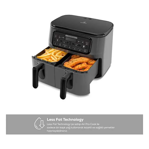 Karaca Air Pro Cook Duo Tandır Xxxl 8 Lt Space Gray Black Yağsız Fritöz - Görsel 10
