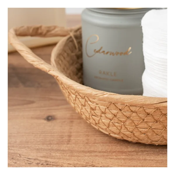 Porsima 15289 Çok Amaçlı Yuvarlak Dekoratif Hasır Sepet Düzenleyici Organizer Ekmeklik - Cappuccino - Görsel 4