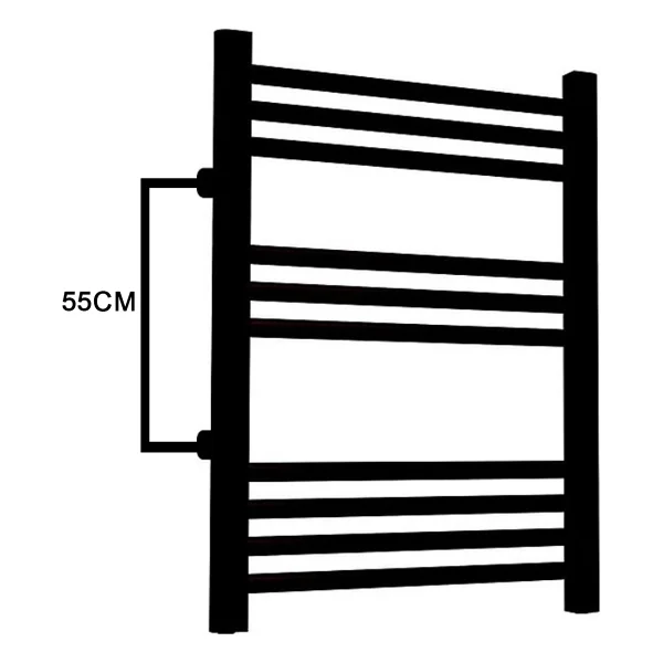 Toprak Havlupan 50 / 70 Cm 10 Borulu Siyah Renk Yandan Girişli Havlupan Radyatör Banyo Isıtıcı Aks 55 Cm - Görsel 2