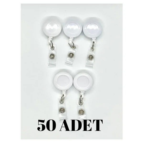 50 Adet Beyaz Plastik Yoyo Kart Tutucu - Görsel 3
