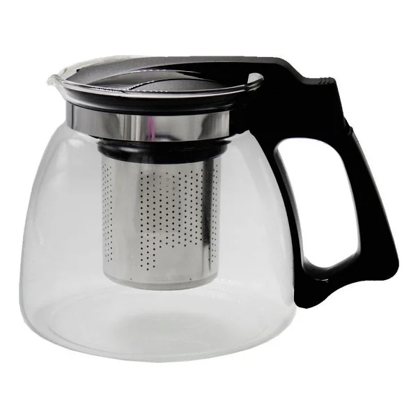 Yakut 900 Ml Çelik Süzgeçli Cam Demlik - Siyah - Görsel 2