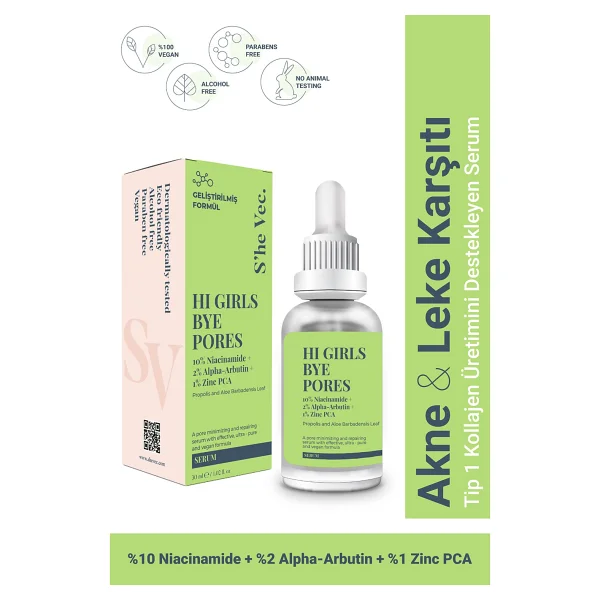 She Vec Hi Girls Bye Pores %10 Niacinamide + %1 Zinc Pca Yüz Serumu 30 Ml - Görsel 9