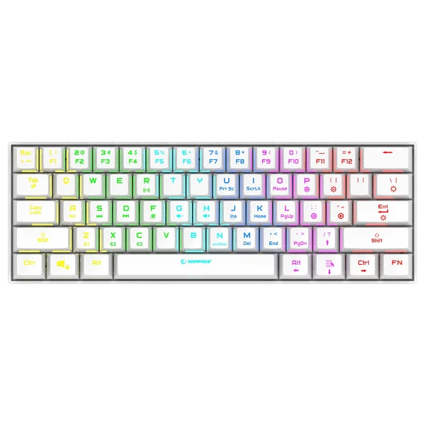 Rampage B-ATOM KB-RX63 Beyaz RGB TKL Blue Switch Kablolu/Kablosuz Mekanik Oyuncu Klavyesi - Görsel 3
