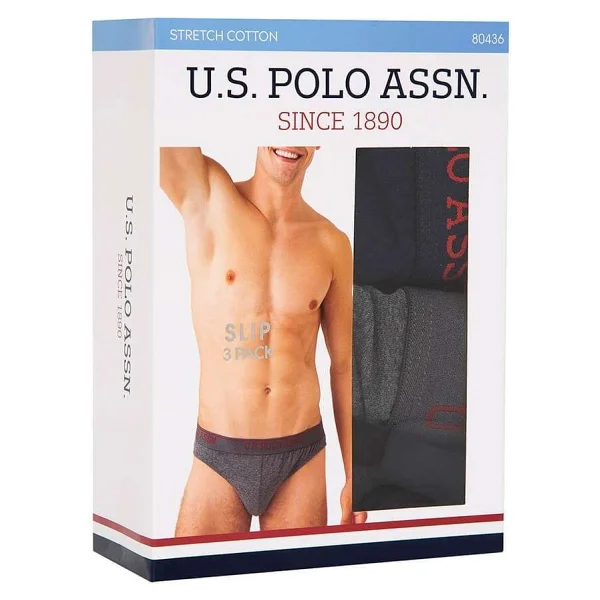 U.S. Polo Assn. Erkek Siyah - Antrasit Melanj - Lacivert 3 Lü Slip - Görsel 2
