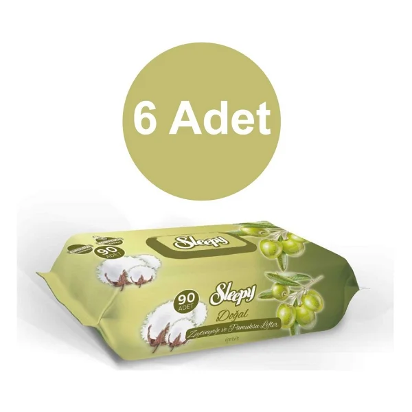 Sleepy Zeytinyağlı 90 Yaprak 6'lı Paket Islak Mendil - Görsel 2