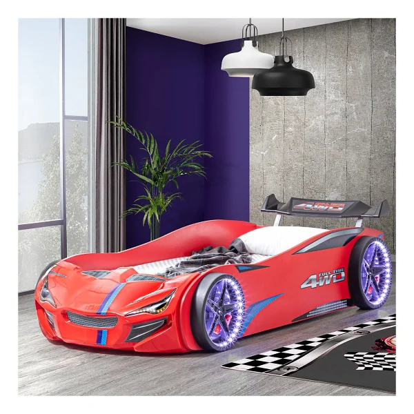 Setay Mobilya Merso Rüzgarlıklı Ledli Kırmızı 90x190 Cm Arabalı Yatak - Görsel 2
