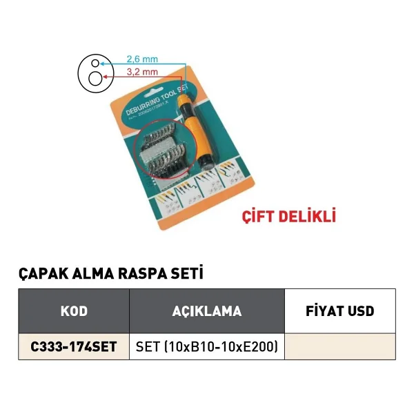 Fett Pld Çapak Alma Raspa Seti Set 10xb10-10xe200 - Görsel 2