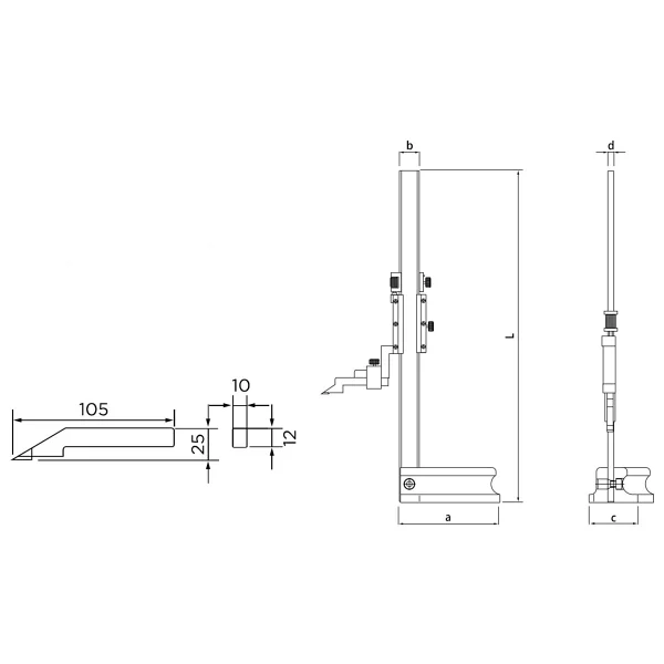 Fett 0-600mm Asimeto Mekanik Yükseklik Mihengiri As-621240 - Görsel 2