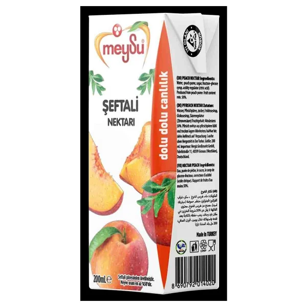 Meysu Şeftali Nektarı Meyve Suyu 200 Ml ( 27 Li 1 Koli ) - Görsel 2