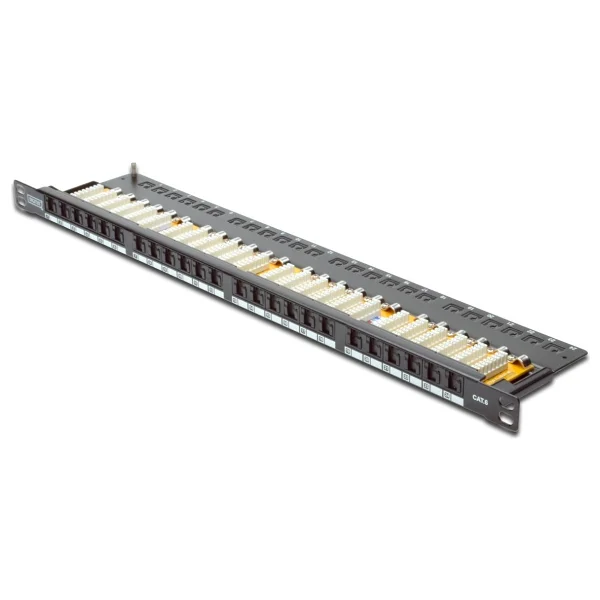 Digitus 19" 24 Port Cat-6 Utp Patch Panel, 8p8c, Lsa, 0,5u Boyut, Tozdan Korumak İçin Kapaklı, Zırhsız, Siyah Renk - Görsel 2
