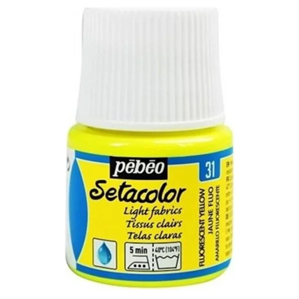 Pebeo Setacolor Light Fabric Fluorescent (Fosforlu) Kumaş Boyası 31 Yellow - Görsel 2