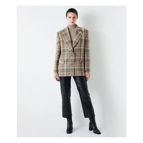 İpekyol Ekose Desen Blazer - Bej - 40 - Görsel 6
