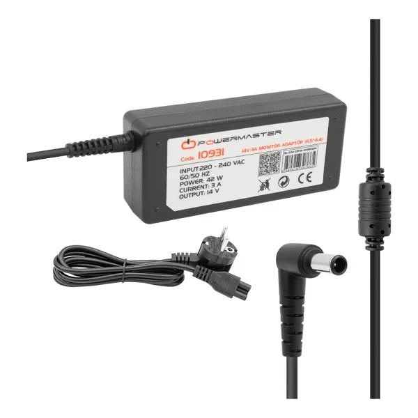Xml Dünyası Powermaster Pm-10931 14 Volt - 3 Amper 6.5x4.4 Uçlu Plastik Kasa Masaüstü Samsung Monitör Adaptörü - Görsel 3